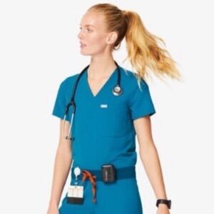FIGS Alps Blue Catarina Scrub Top XS